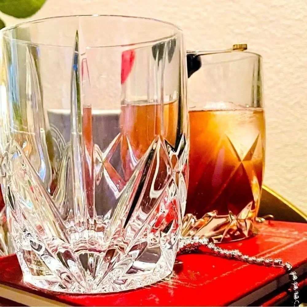 ♥️ RARE cocktail glasses BROOKSIDE Waterford double old fashioned LARGE 16oz!